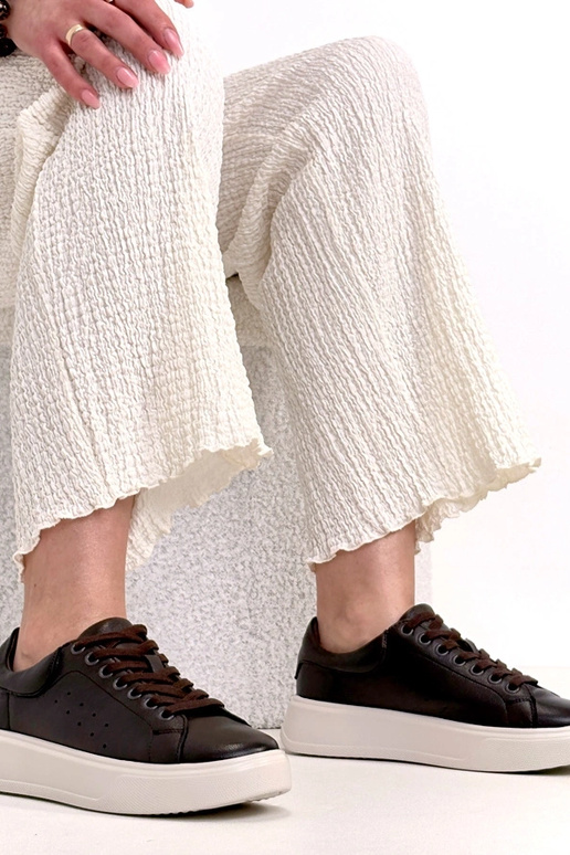 Braune Leder-Sneaker mit Plateau Cambell