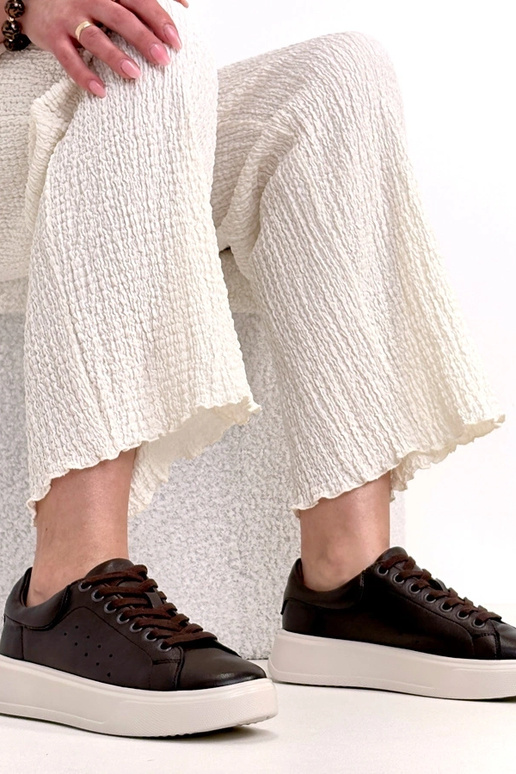 Braune Leder-Sneaker mit Plateau Cambell