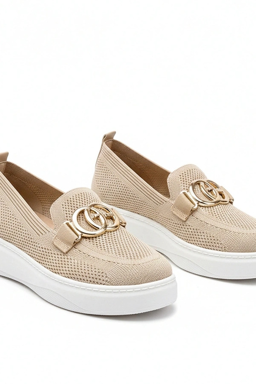 Sandfarbene Slip-On-Stoff-Sneaker mit...