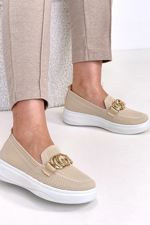 Sandfarbene Slip-On-Stoff-Sneaker mit...