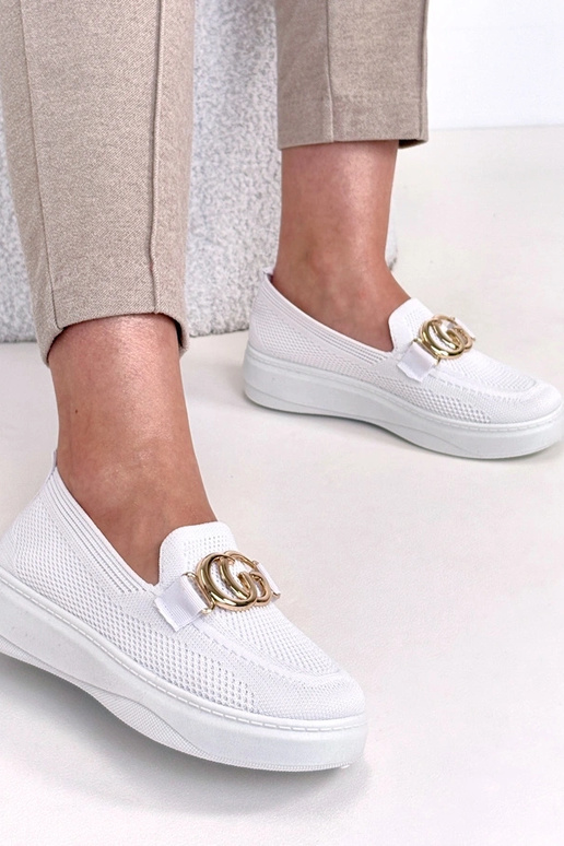 Weiße Slip-On-Stoff-Sneaker mit...