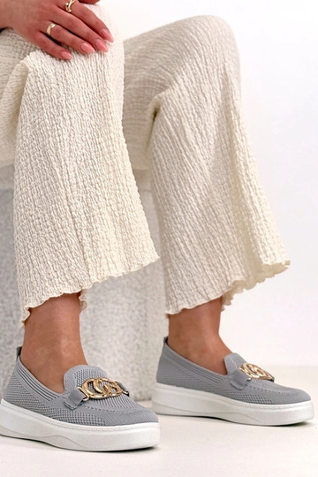 Graue Slip-On-Stoff-Sneaker mit Schnalle Catherine
