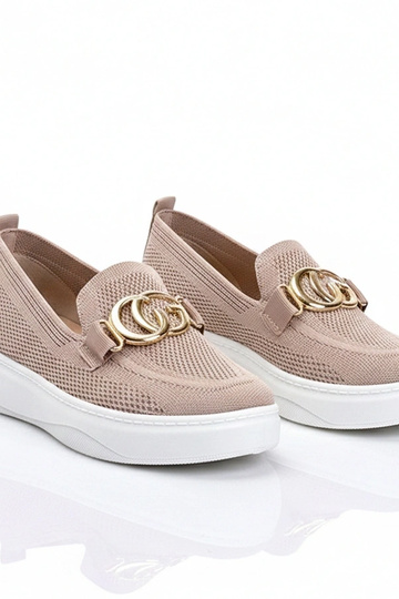 Rosa Slip-On-Stoff-Sneaker mit Schnalle Catherine