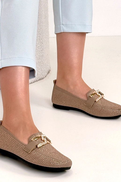 Braune Mokassins mit Zirkonia Penelope