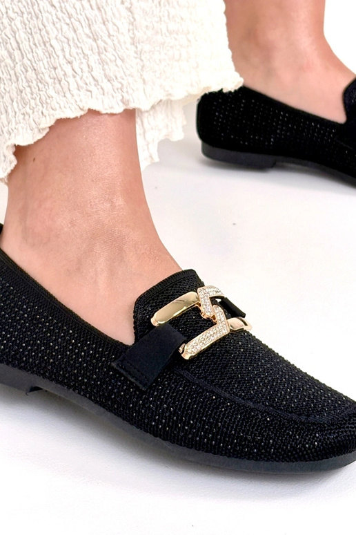 Schwarze Mokassins mit Zirkonia Penelope
