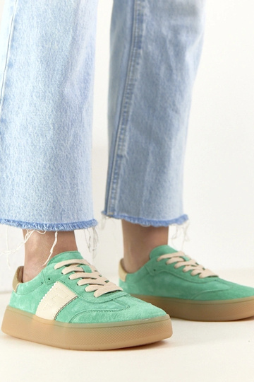 Grüne Leder-Sportschuhe mit... 2