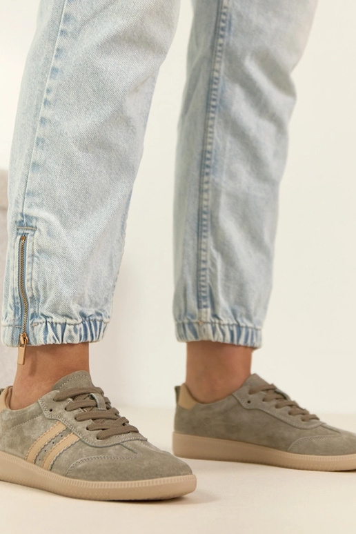 Khaki Leder-Sportschuhe Filippo