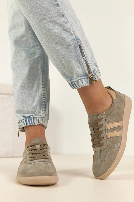 Khaki Leder-Sportschuhe Filippo