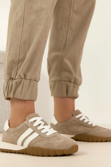 Beige Leder-Sportschuhe Filippo