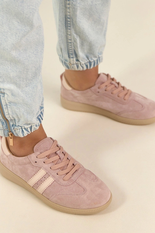Rosa Leder-Sportschuhe Filippo
