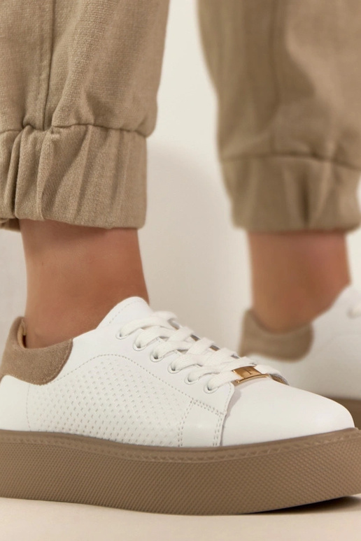 Weiße Leder-Sneaker mit Plateau Filippo