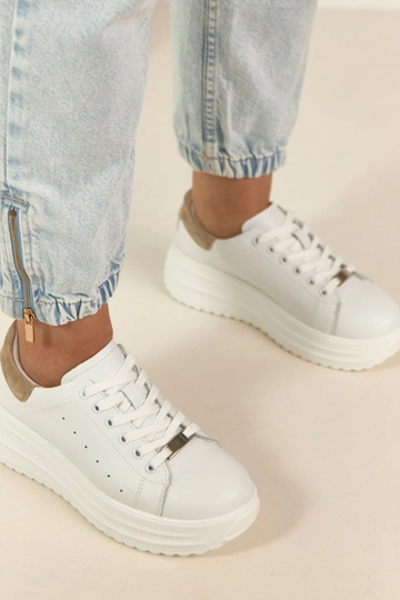Weiße Leder-Sneaker mit Plateau Filippo 2