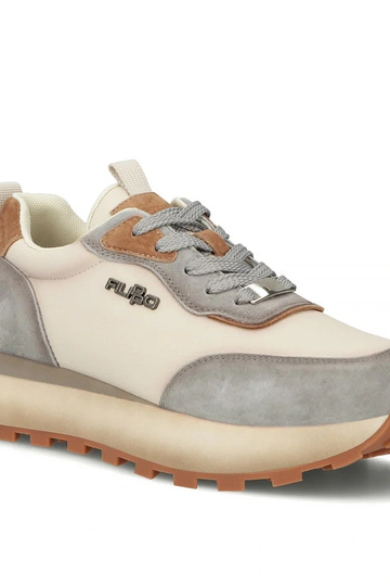 Beige Leder-Schuhe mit Plateau Filippo 2