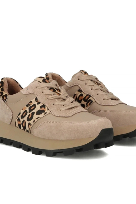 Beige Leder-Schuhe mit Plateau Filippo