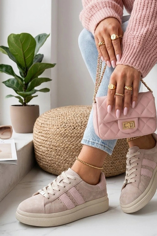 Beige Leder-Schuhe mit Plateau Filippo