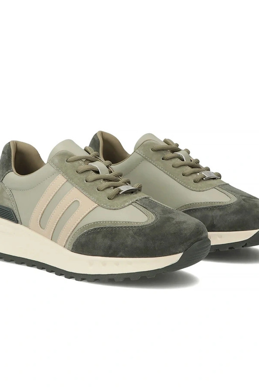 Grüne Leder-Schuhe mit Plateau Filippo