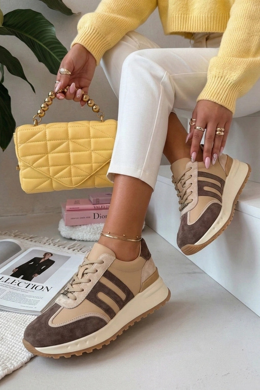 Braune Leder-Schuhe mit Plateau Filippo