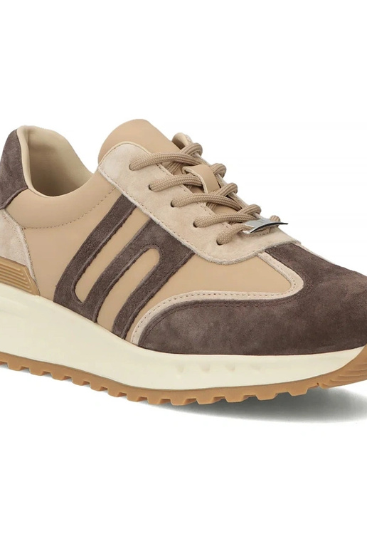 Braune Leder-Schuhe mit Plateau Filippo