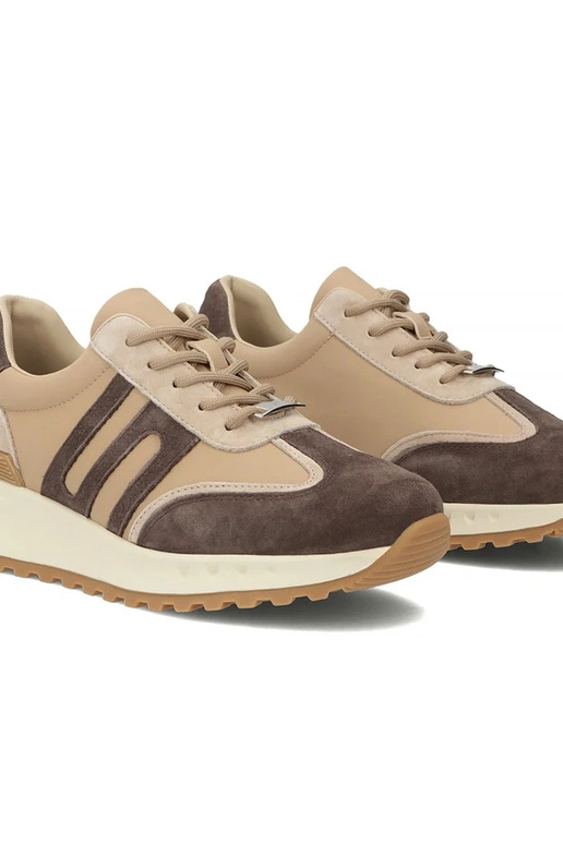 Braune Leder-Schuhe mit Plateau Filippo