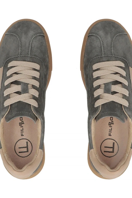 Graue Leder-Schuhe mit Plateau Filippo