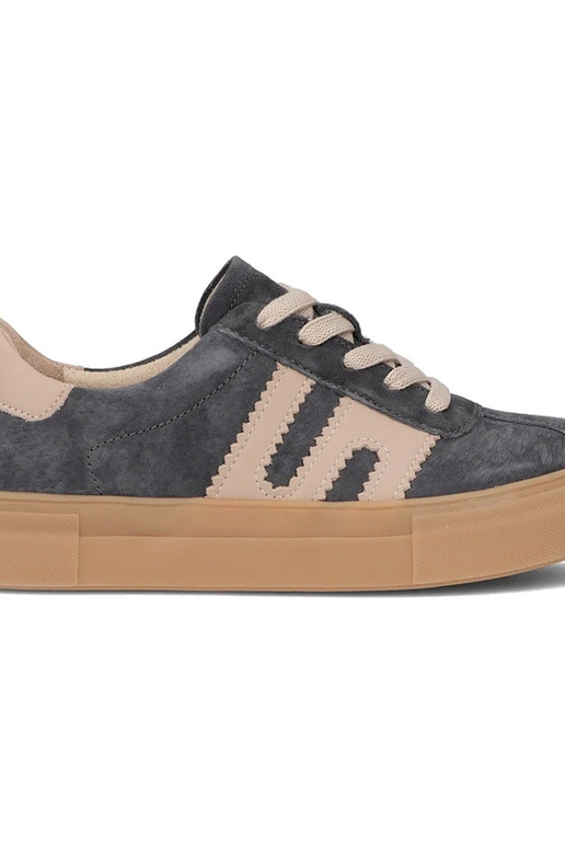 Graue Leder-Schuhe mit Plateau Filippo