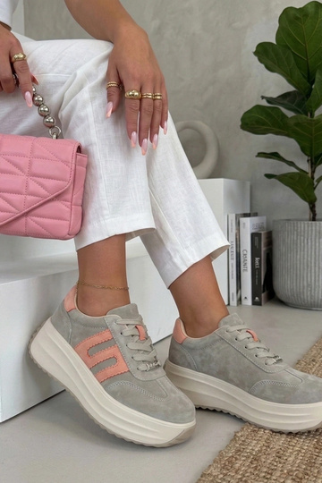 Graue Leder-Schuhe mit Plateau Filippo 2
