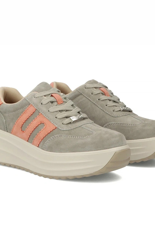 Graue Leder-Schuhe mit Plateau Filippo