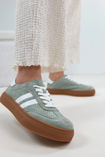 Grüne Leder Sneakers mit Plattform Cambell 2