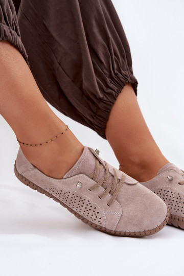 Damen-Schuhe aus natürlichem Wildleder in sandfarben Feliva