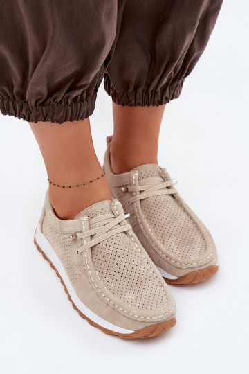 Damen-Schuhe aus natürlichem Wildleder in sandfarben Amela