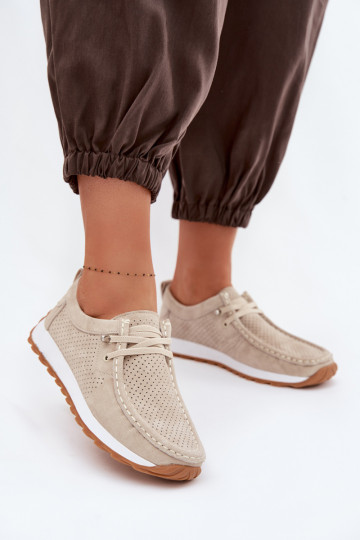Damen-Schuhe aus natürlichem Wildleder in sandfarben Amela 2