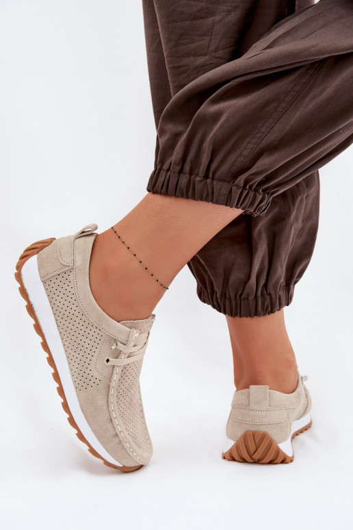 Schuhe FemininErmöglichtturalnego aus INildlederu Beige Amela