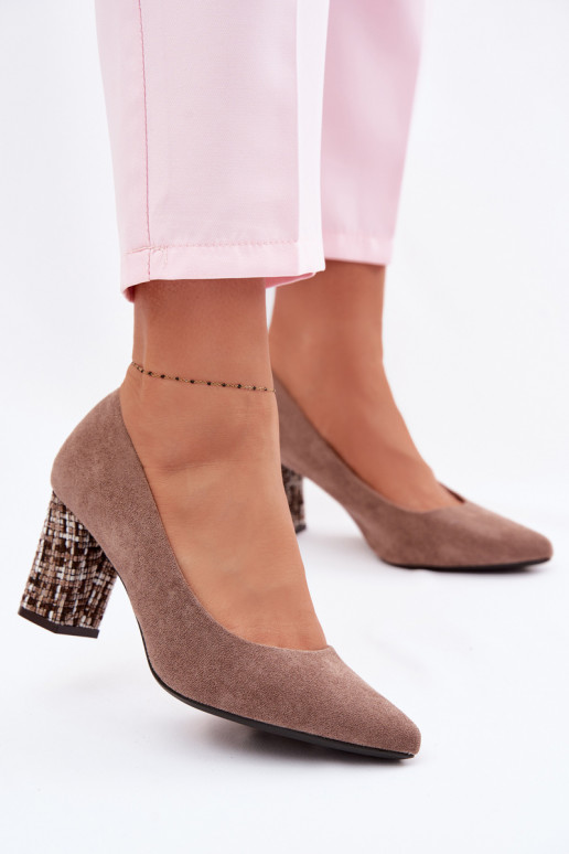 Schuheaus Öko-INildlederu mit stylischem Absatz Sergio Leone PB414 braune Farbe