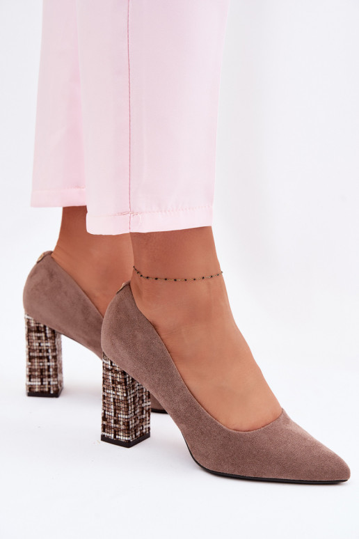 INildlederschuhe mit stylischem Absatz Sergio Leone PB216 braune Farbe