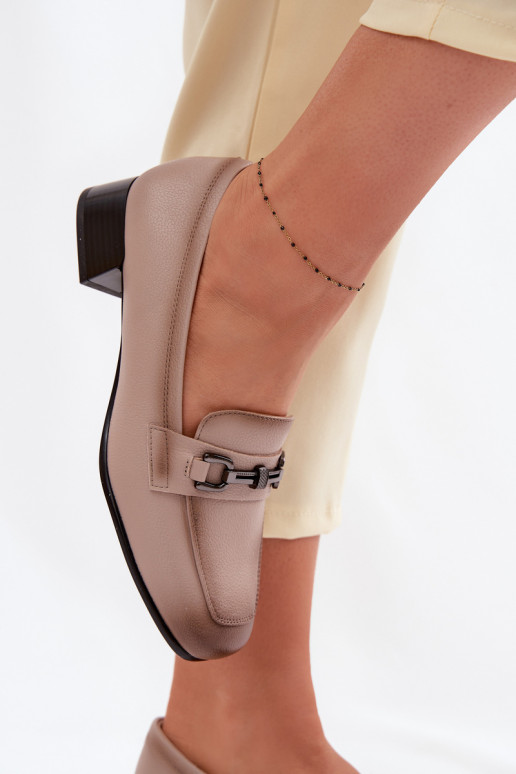 Haut Schuhe Feminin Klocke mit Ornamenten Vinceza 39978 Beige