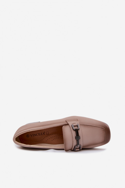 Haut Schuhe Feminin Klocke mit Ornamenten Vinceza 39978 Beige