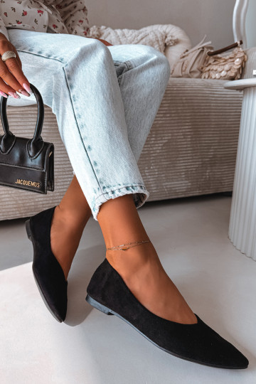 Ballerinas gleichschenkligaus Öko-INildlederu schZuarze Farbe Lelisa