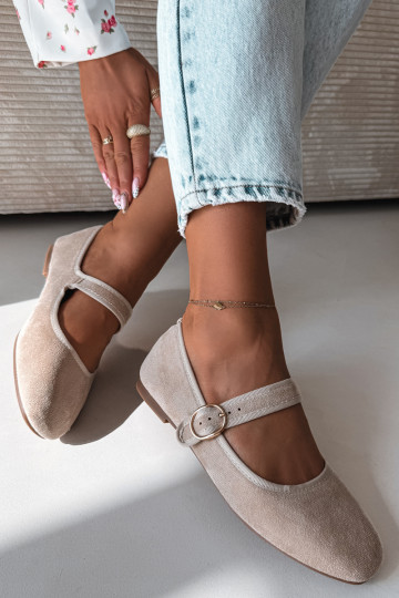 Ballerinas mit Riemen I Złotą mit Schnallen elfenbeinfarbe Kelisa