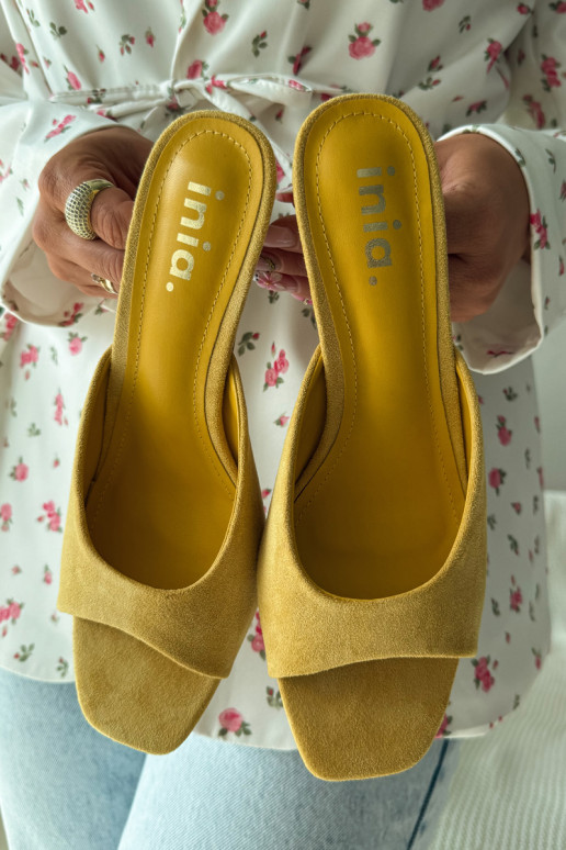 Damenhausschuhe Ermöglicht Smukłym Obcasie gelbe Farbe Revina