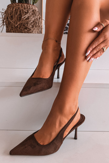 Damensandalen mit dünnen Absätzenaus Öko-INildlederu CzekoladoZue Kevina 2