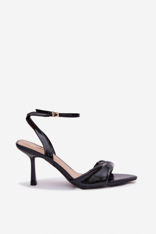 Damensandalen mit dünnen Absätzen aus Öko-Leder schZuarze Farbe Sedira