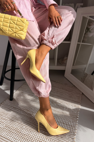 Klassische lackierte High Heels in Gelb aus Kunstleder Odira
