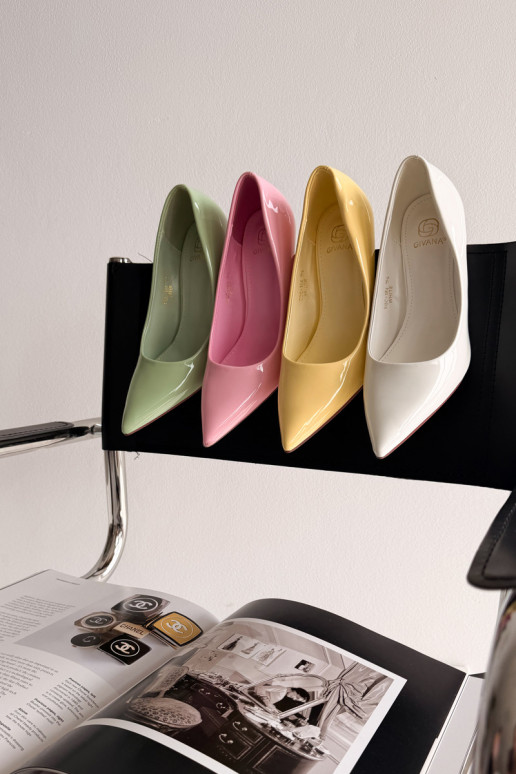 Klassische Lack-High-HeelsImitacji Skóry gelbe Farbe Odira