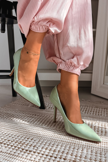 Klassische lackierte High Heels in Grün aus Kunstleder Odira