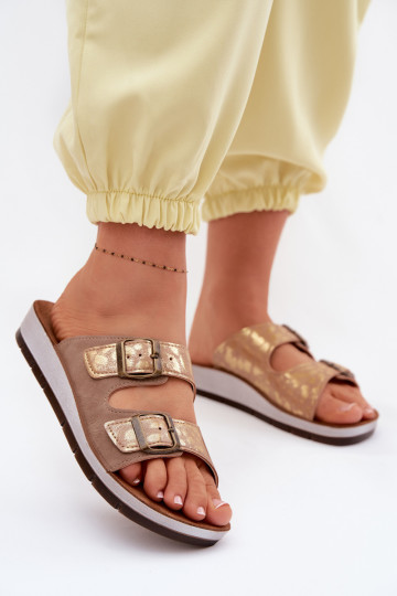 Damen Hausschuhe mit Schnallen Inblu CP000063 in Sandfarbe 2