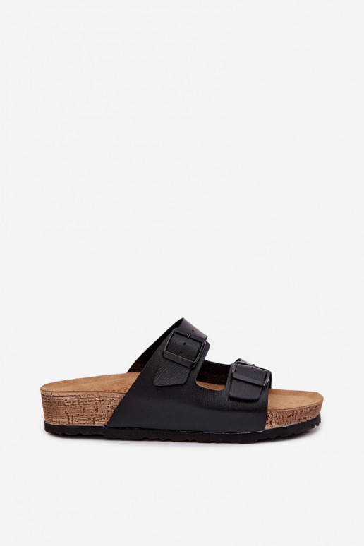 Damenhausschuhe mit Schnallen Inblu NM000039 schZuarze Farbe