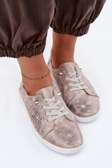 Damen-Ausschnitt-Suede-Schuhe Feliva sand- und goldfarben