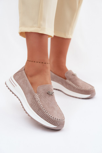 Mokassins für DamenErmöglichtturalnego aus INildlederu Beige Demela 2
