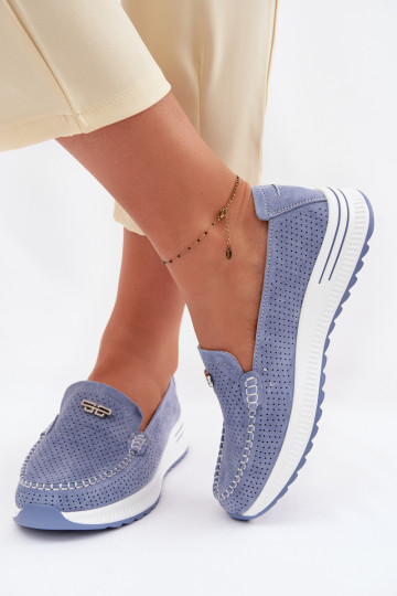 Mokassins für DamenErmöglichtturalnego aus INildlederu blaue Farbe Demela 2