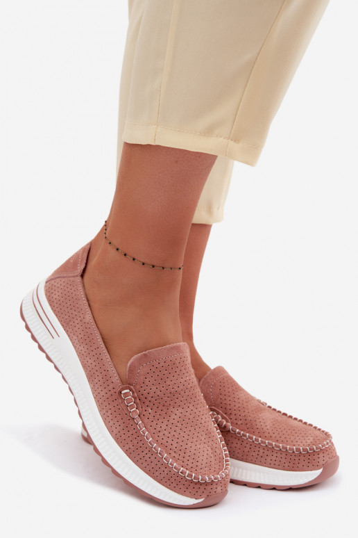 INildledermokassins Feminin pinke Farbe Pevina